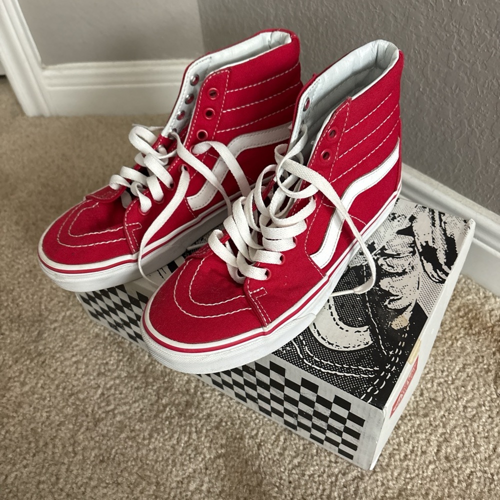 Vans Bold Red and White High-Tops